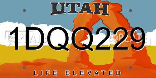1DQQ229 Utah License Plate