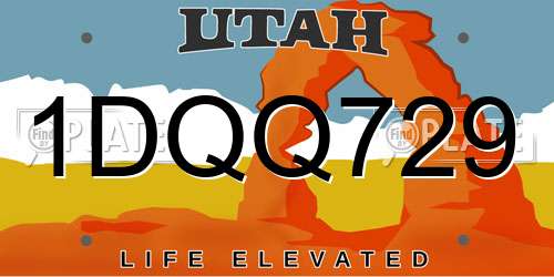 1DQQ729 Utah License Plate