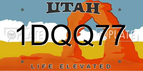 1DQQ77 Utah License Plate