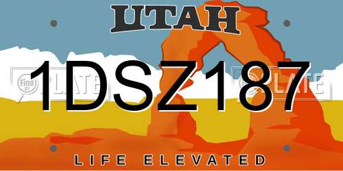 1DSZ187 Utah License Plate
