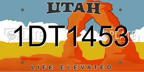 1DT1453 Utah License Plate