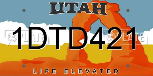 1DTD421 Utah License Plate