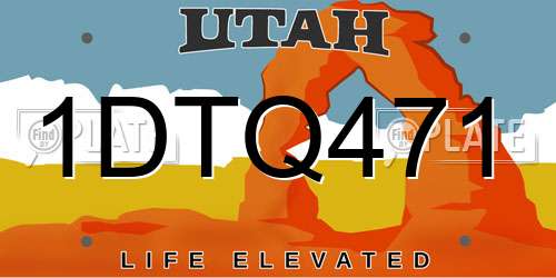 1DTQ471 Utah License Plate