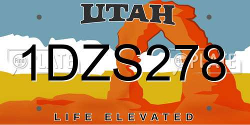 1DZS278 Utah License Plate