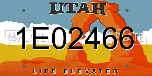 1E02466 Utah License Plate