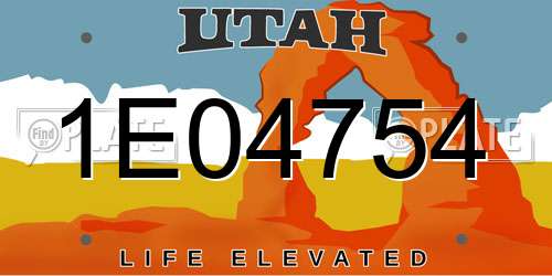 1E04754 Utah License Plate