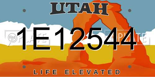 1E12544 Utah License Plate