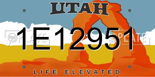 1E12951 Utah License Plate