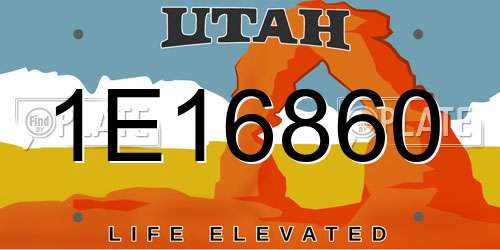 1E16860 Utah License Plate