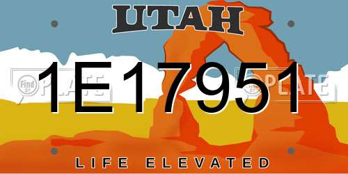 1E17951 Utah License Plate
