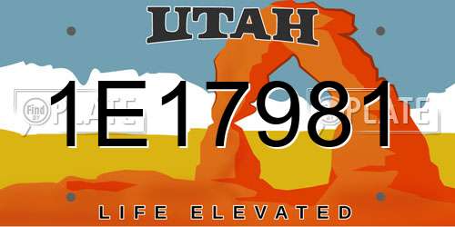 1E17981 Utah License Plate
