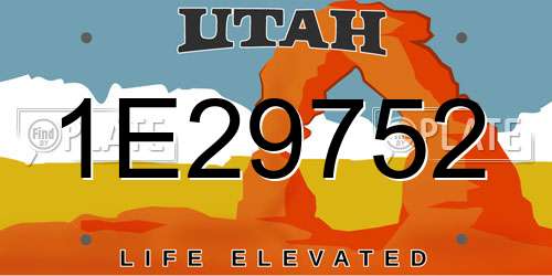 1E29752 Utah License Plate