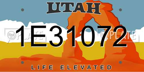 1E31072 Utah License Plate