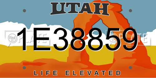 1E38859 Utah License Plate