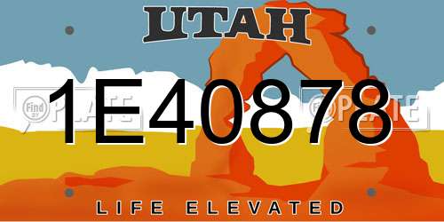 1E40878 Utah License Plate