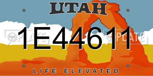 1E44611 Utah License Plate