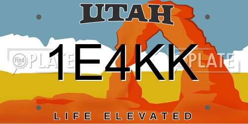 1E4KK Utah License Plate