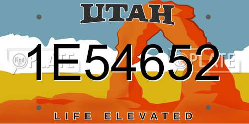1E54652 Utah License Plate