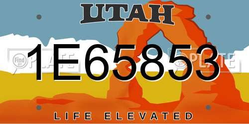 1E65853 Utah License Plate