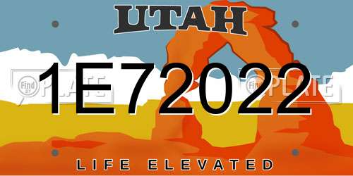 1E72022 Utah License Plate