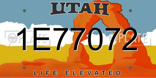 1E77072 Utah License Plate