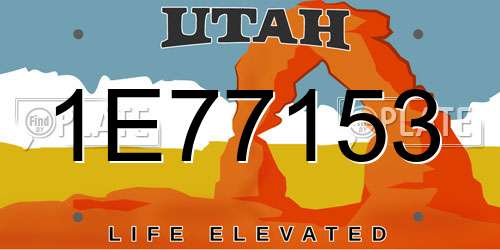 1E77153 Utah License Plate