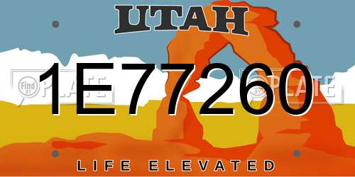 1E77260 Utah License Plate