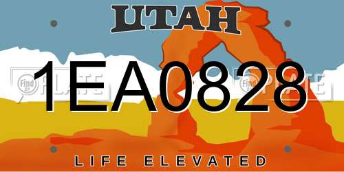 1EA0828 Utah License Plate