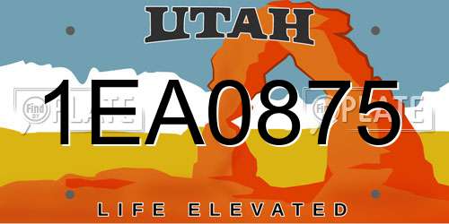 1EA0875 Utah License Plate