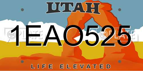 1EAO525 Utah License Plate