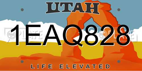 1EAQ828 Utah License Plate