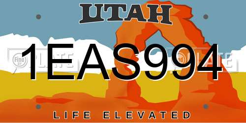 1EAS994 Utah License Plate