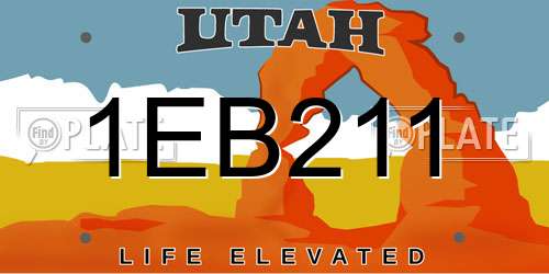 1EB211 Utah License Plate