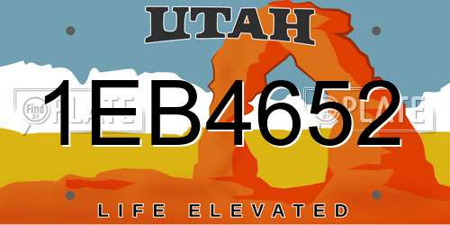 1EB4652 Utah License Plate