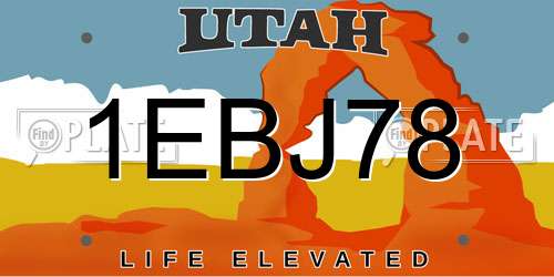 1EBJ78 Utah License Plate