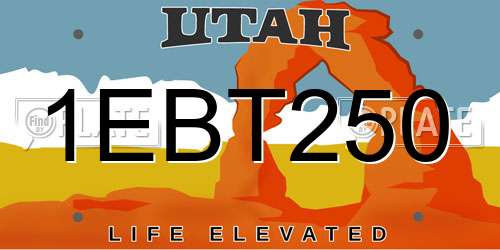 1EBT250 Utah License Plate