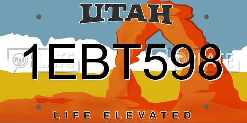 1EBT598 Utah License Plate