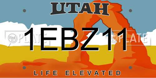 1EBZ11 Utah License Plate