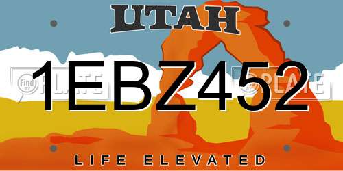 1EBZ452 Utah License Plate