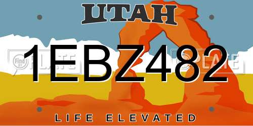 1EBZ482 Utah License Plate