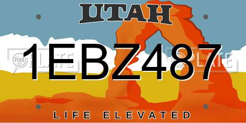 1EBZ487 Utah License Plate