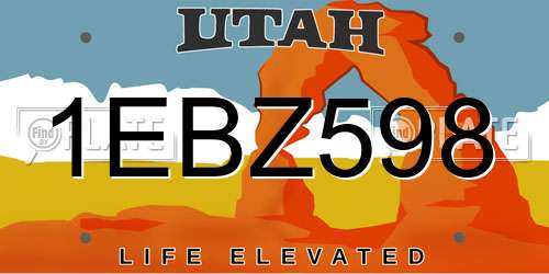 1EBZ598 Utah License Plate