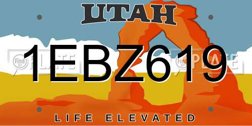 1EBZ619 Utah License Plate