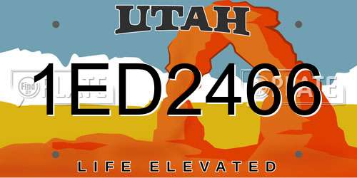 1ED2466 Utah License Plate