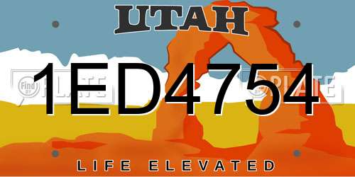 1ED4754 Utah License Plate