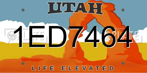 1ED7464 Utah License Plate