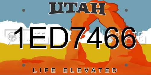 1ED7466 Utah License Plate