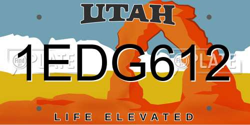 1EDG612 Utah License Plate