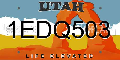 1EDQ503 Utah License Plate
