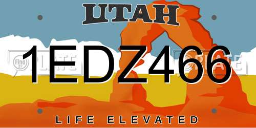 1EDZ466 Utah License Plate